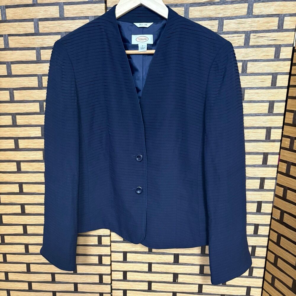 Talbots Navy Ribbed Silk Blazer Size 6